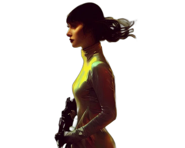 robot, dress, weapon, staff transparent PNG cut-out