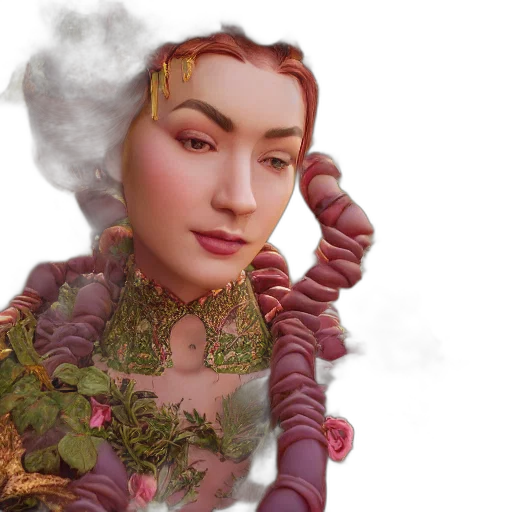 jewelry, crown, face, robot, fantasy art, 3d render, concept art, photorealistic transparent PNG cut-out