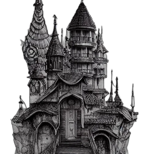 building, furniture, concept art, fantasy art, 3d render, comic book art, city street, monochrome transparent PNG cut-out