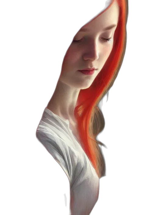 hair, face, crown, dress, photorealistic, 3d render, concept art, fantasy art transparent PNG cut-out
