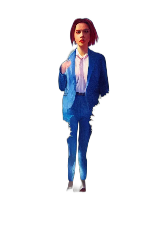 jacket, staff, dress, robot, vaporwave, pixel art, concept art, anime transparent PNG cut-out
