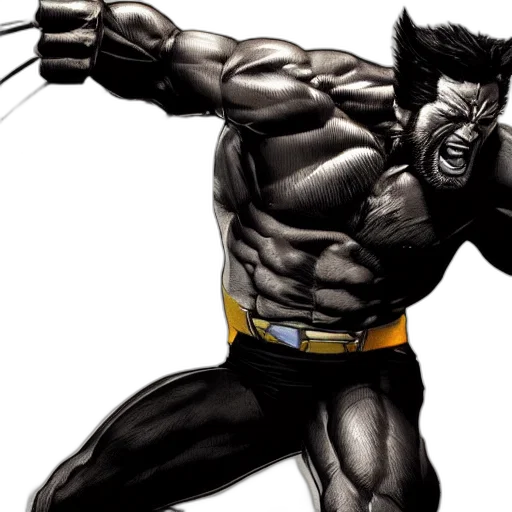 comic book art, concept art, photorealistic, wolverine transparent PNG cut-out