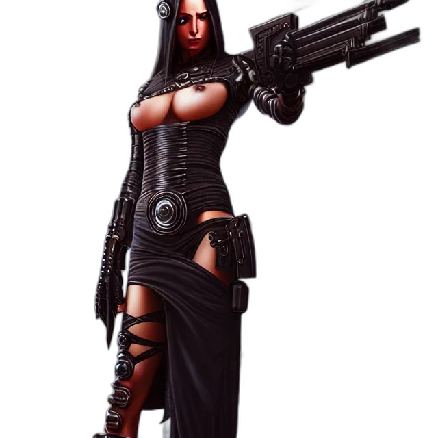 weapon, concept art, cyberpunk, comic book art, fantasy art, maid, warrior, artgerm transparent PNG cut-out