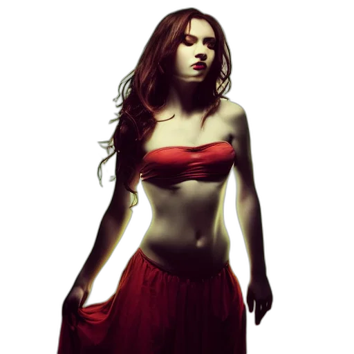 dress, jewelry, photorealistic, concept art, fantasy art, comic book art, neon lights, red transparent PNG cut-out