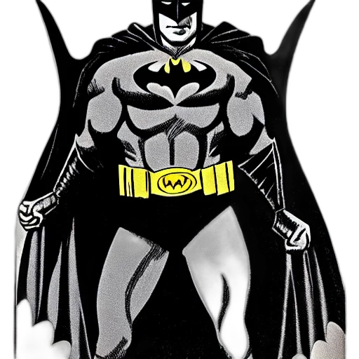 comic book art, concept art, cartoon, old, timey, picture, batman, intricate transparent PNG cut-out