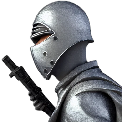 mask, weapon, robot, staff, 3d render, concept art, photorealistic, fantasy art transparent PNG cut-out