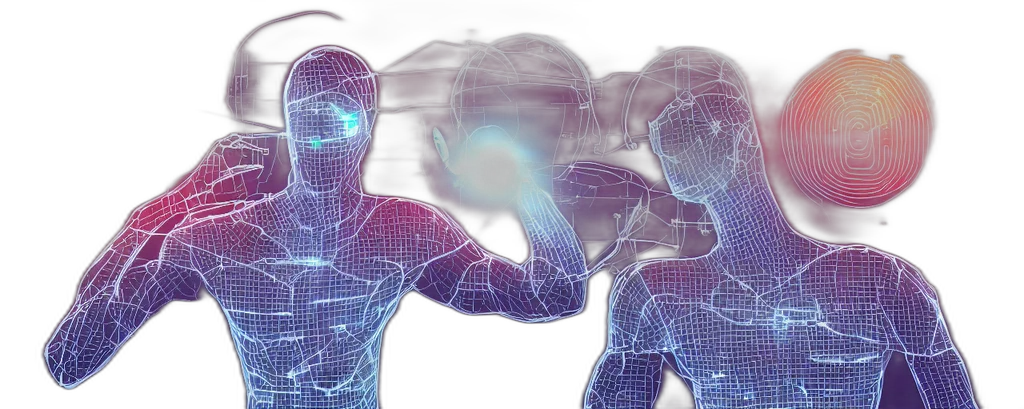 robot, 3d render, cyberpunk, vaporwave transparent PNG cut-out