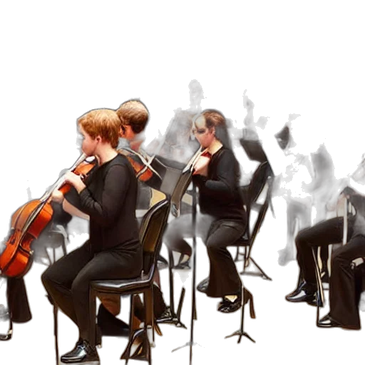 staff, concept art, photorealistic, 3d render, orchestra, composed, dogs transparent PNG cut-out