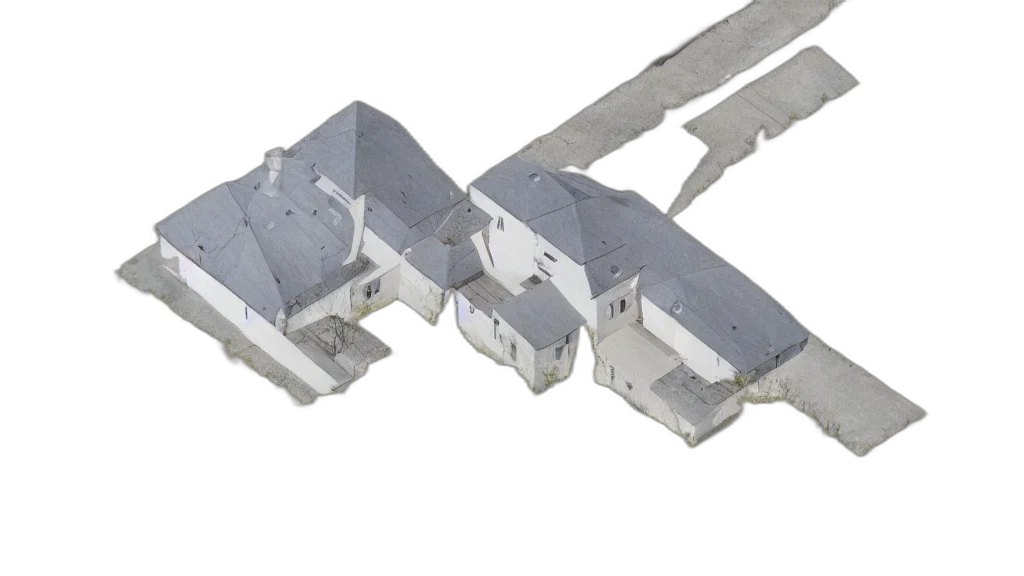 building, umbrella, 3d render, concept art, photorealistic, oblique, projection, house transparent PNG cut-out