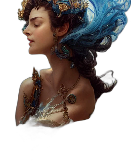 jewelry, crown, face, dress, fantasy art, concept art, photorealistic, comic book art transparent PNG cut-out