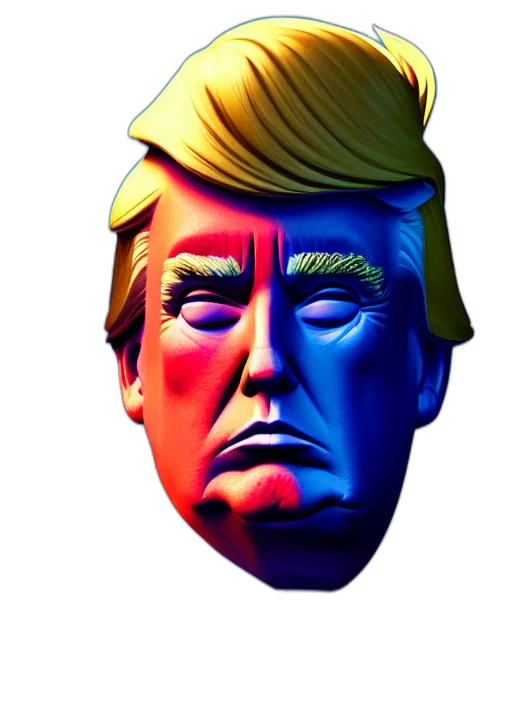 mask, face, hat, crown, 3d render, photorealistic, vaporwave, concept art transparent PNG cut-out