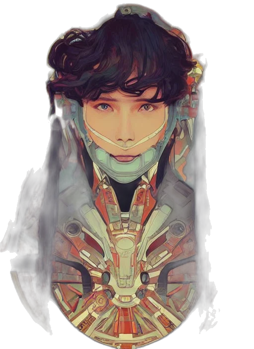 mask, face, robot, creature, fantasy art, concept art, cyberpunk, anime transparent PNG cut-out