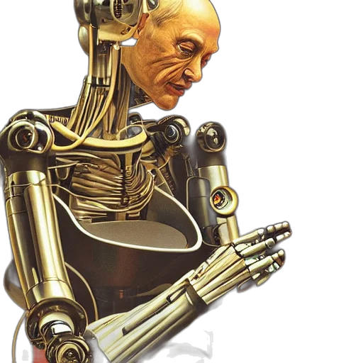 robot, concept art, cyberpunk, artist, painting, self, portrait, clyde transparent PNG cut-out