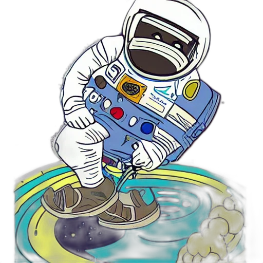 concept art, cartoon, comic book art, pixel art, outer space, underwater, ape, space transparent PNG cut-out