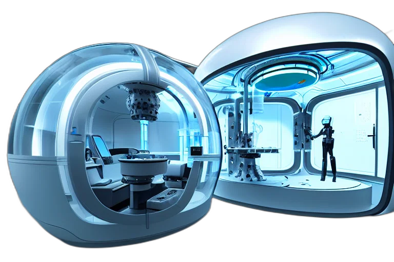 robot, 3d render, concept art, outer space transparent PNG cut-out
