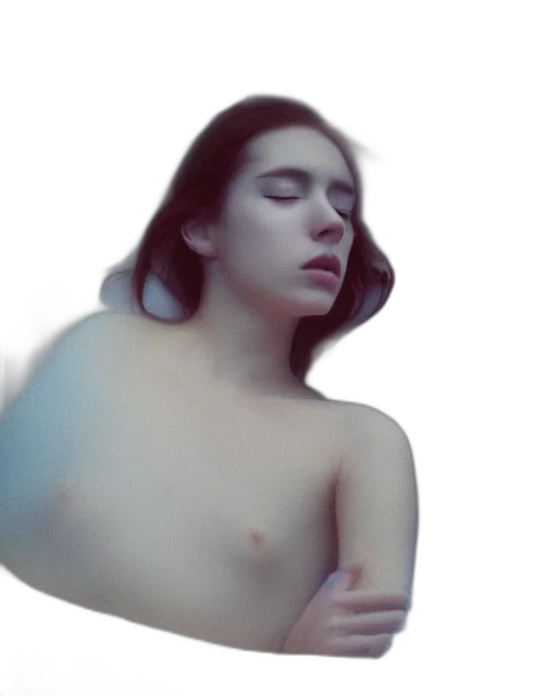 dress, hair, creature, face, photorealistic, vaporwave, 3d render, oil painting transparent PNG cut-out