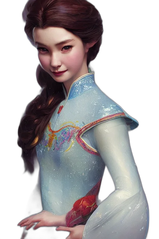 dress, staff, face, crown, fantasy art, photorealistic, concept art, oil painting transparent PNG cut-out