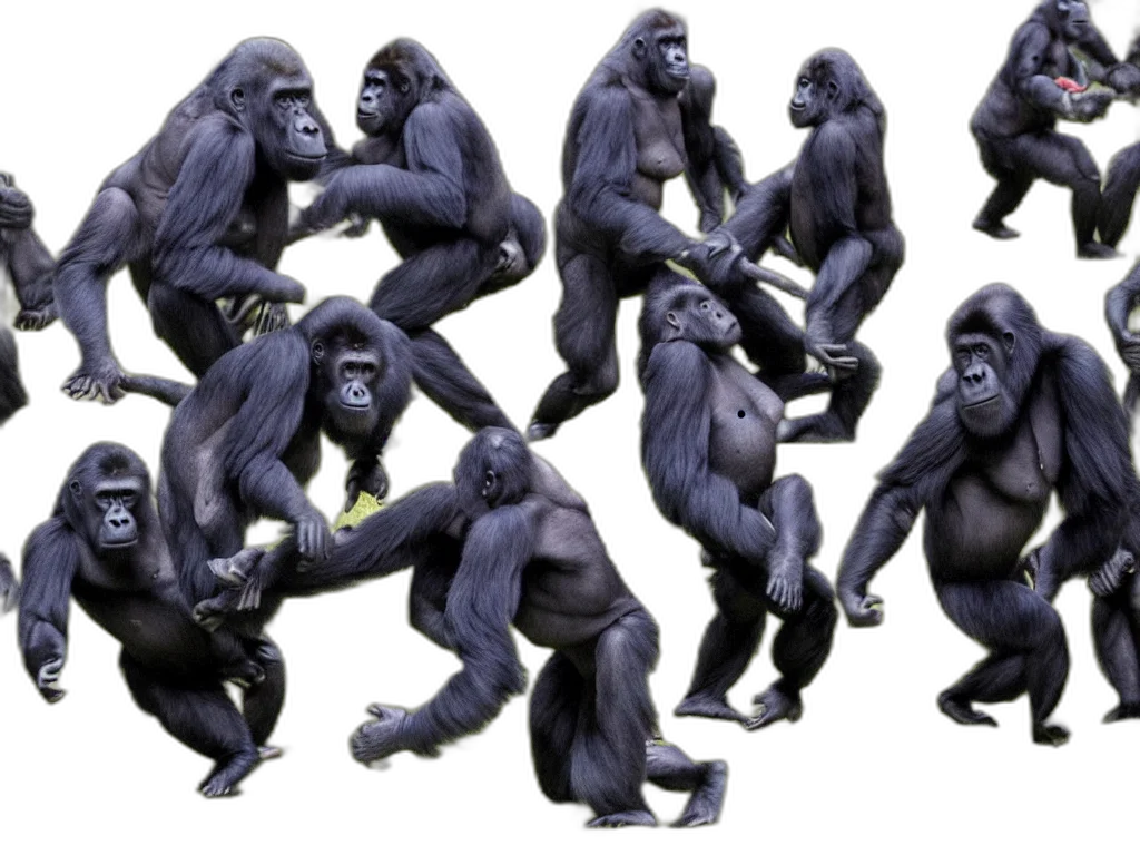 animal, staff, concept art, 3d render, gorillas, playing, soccer, game transparent PNG cut-out