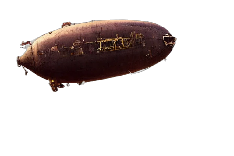 weapon, animal, concept art, photorealistic, 3d render, pig-blimp, steampunk, digital transparent PNG cut-out