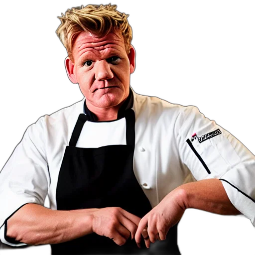 staff, food, photorealistic, portrait, chef, gordon, ramsay, three transparent PNG cut-out