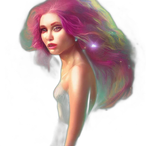 hair, dress, face, fantasy art transparent PNG cut-out