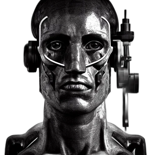robot, mask, face, staff, cyberpunk, photorealistic, concept art, comic book art transparent PNG cut-out