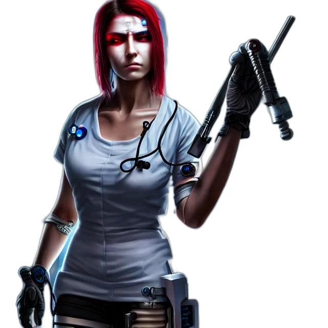 staff, weapon, concept art, cyberpunk, fantasy art, pixel art, nurse, warrior transparent PNG cut-out