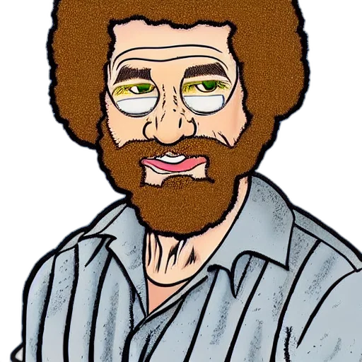 staff, jacket, cartoon, pixel art, comic book art, concept art, bob, ross transparent PNG cut-out