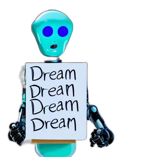 robot, staff, 3d render, concept art, intelligence, holding, sign, text transparent PNG cut-out