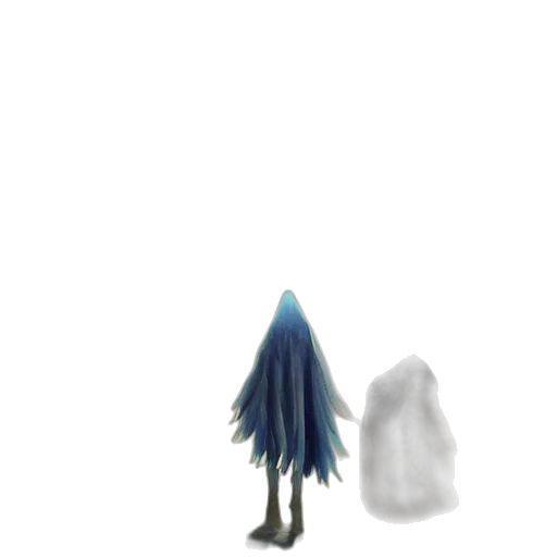 hair, creature, dress, mask, concept art, 3d render, fantasy art, watercolor transparent PNG cut-out