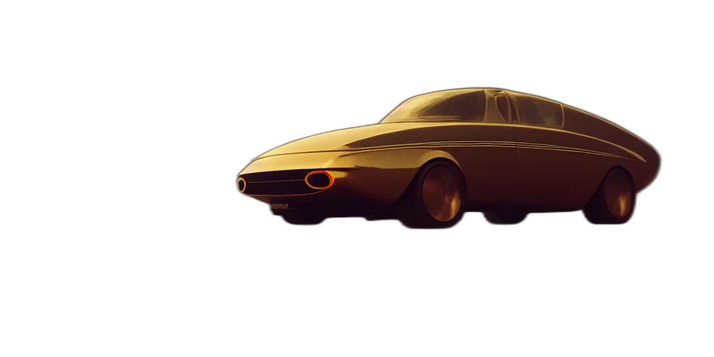 car, 3d render, concept art, photorealistic, pixel art, golden, parked, retro transparent PNG cut-out