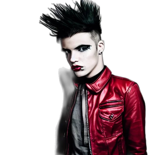 jacket, hair, creature, photorealistic, concept art, cartoon, comic book art, red transparent PNG cut-out