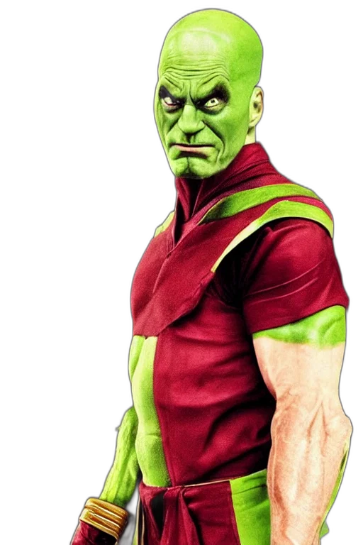 face, staff, mask, comic book art, concept art, photorealistic, 3d render, green transparent PNG cut-out