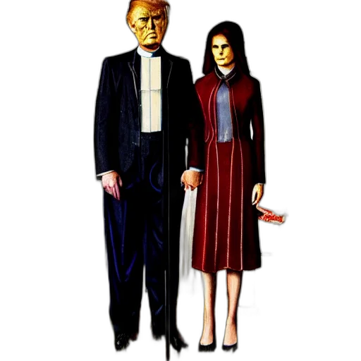 concept art, pixel art, comic book art, watercolor, american, gothic, trump, melania transparent PNG cut-out