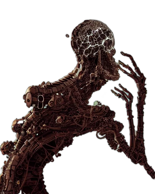 robot, creature, staff, hair transparent PNG cut-out