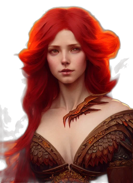 dragon, face, dress, fantasy art, concept art, photorealistic, pixel art, fire transparent PNG cut-out