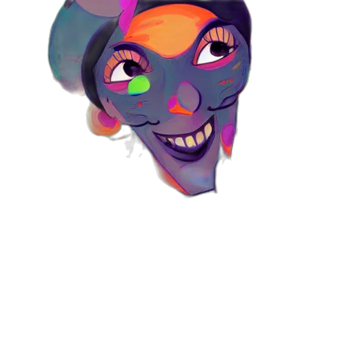 mask, face, hat, staff, cartoon, vaporwave, concept art, 3d render transparent PNG cut-out
