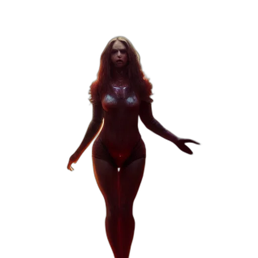 dress, staff, concept art, 3d render, comic book art, fantasy art, red, dark transparent PNG cut-out