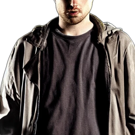 jacket, staff, face, weapon, photorealistic, concept art, jesse, pinkman transparent PNG cut-out
