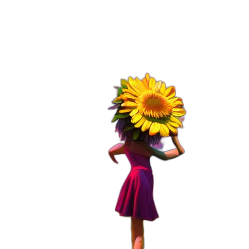 flower, dress, staff, crown, 3d render, concept art, pixel art, photorealistic transparent PNG cut-out