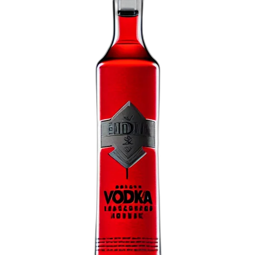 bottle, 3d render, red, vodka transparent PNG cut-out