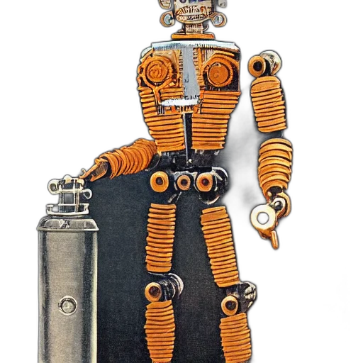 robot, staff, bottle, dress transparent PNG cut-out