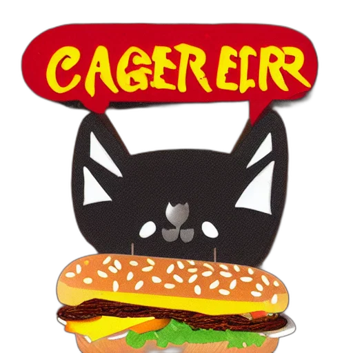 concept art, cat, eating, burger transparent PNG cut-out