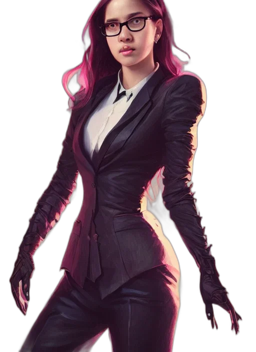 jacket, dress, staff, concept art, comic book art, fantasy art, cyberpunk, dark transparent PNG cut-out