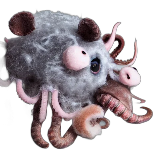 creature, animal, mask, hair, concept art, 3d render, photorealistic, watercolor transparent PNG cut-out