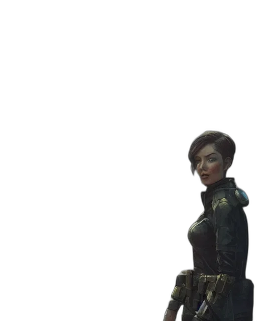 robot, jacket, staff, weapon, concept art, 3d render, cyberpunk, fantasy art transparent PNG cut-out