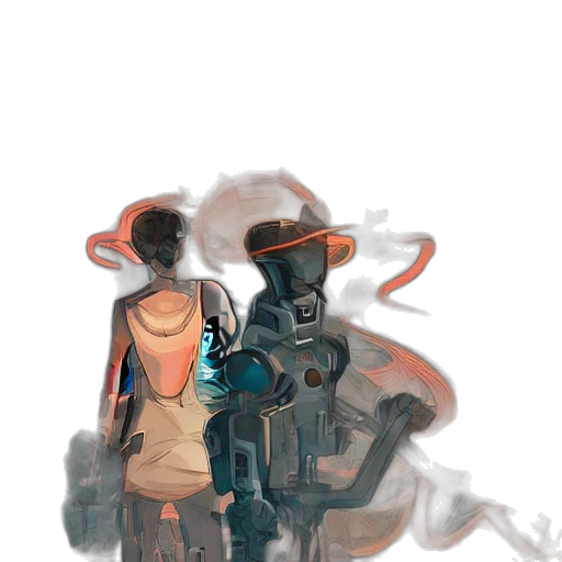 robot, weapon, mask, jacket transparent PNG cut-out