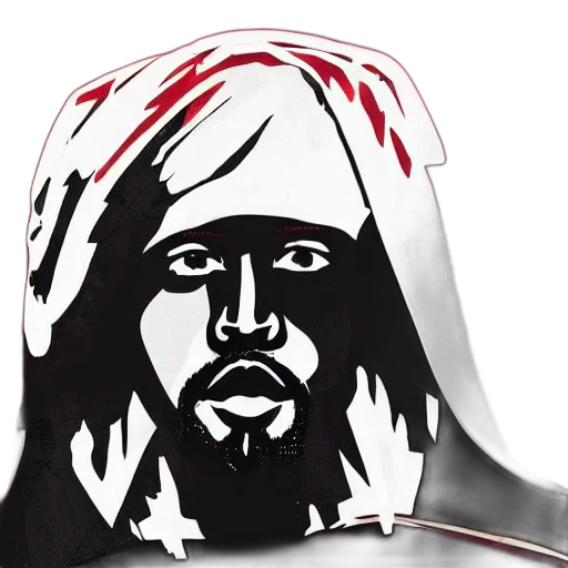 mask, hat, comic book art, cartoon, photorealistic, concept art, yeezus transparent PNG cut-out