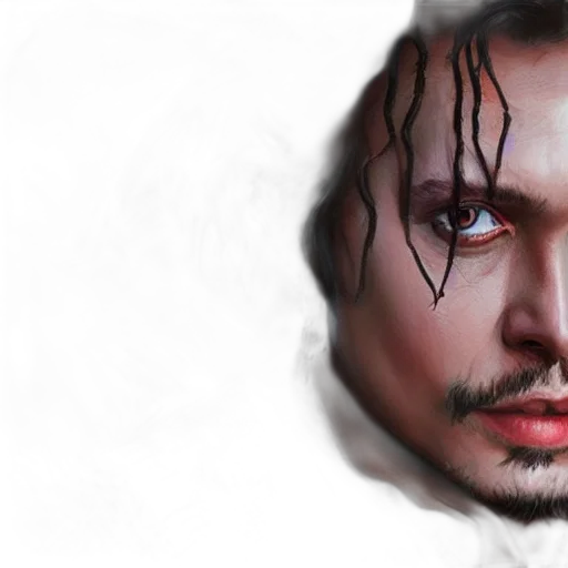 face, mask, photorealistic, oil painting, fantasy art, concept art, johnny, deep transparent PNG cut-out