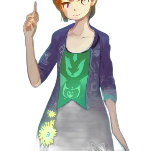 staff, jacket, pixel art, anime, cartoon, concept art, green, neon transparent PNG cut-out